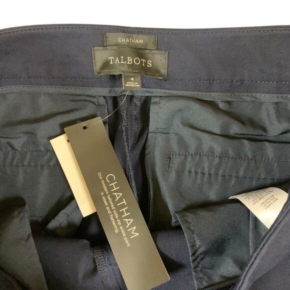 Talbots Chatham Navy Ankle Pants Scallop Hem Tailored Work Trousers 4 Classic - Picture 4 of 8